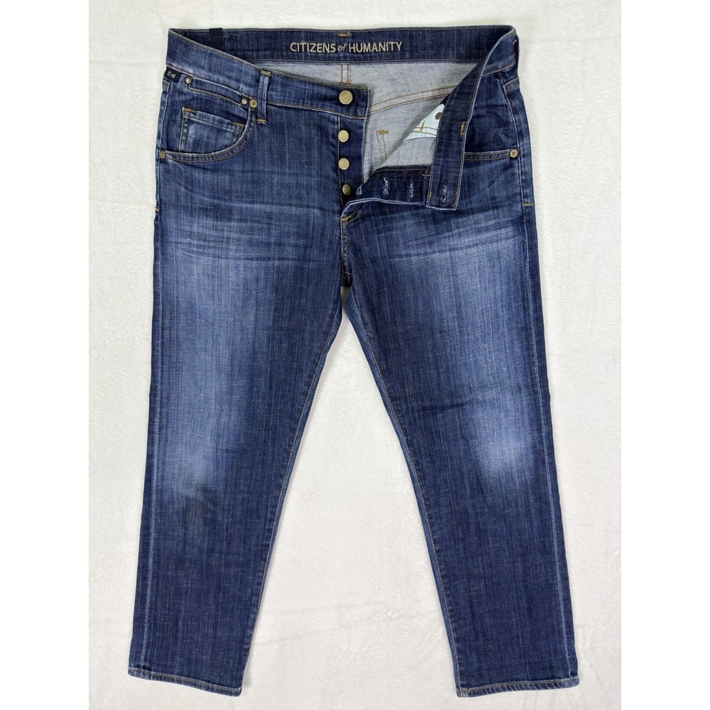 Citizens Of Humanity Jeans Womens 28 Blue Dark Wash Mid Rise Straight Button Fly